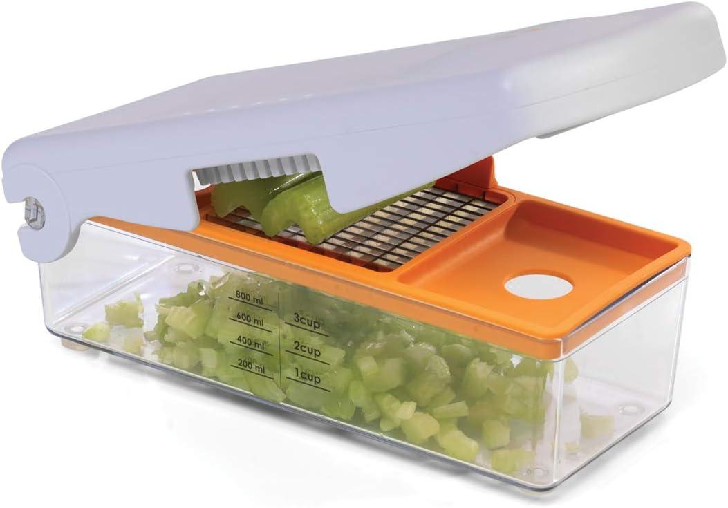 Prepworks Fruit and Vegetable Chopper: Manual Food Chopper, 3 Blades, Dishwasher-Safe, ABS & Stainless Steel, Red/Green/Yellow