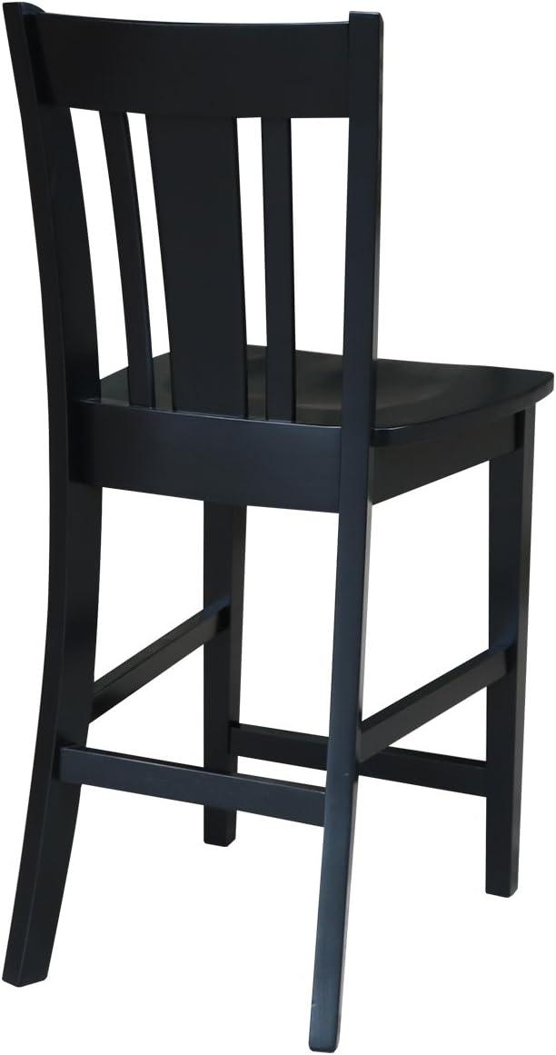 24" San Remo Counter Height Barstool Black - International Concepts: Solid Wood, Traditional Square Design, Durable Parawood