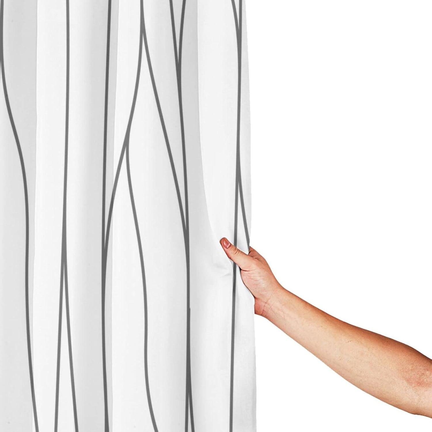 Black and White Fabric Shower Curtain for Bathroom with 12 Hooks, Nature Forest Tree Mountain Bath Shower Curtain Set for Hotel Home Men Women - 72 x 72 Inch