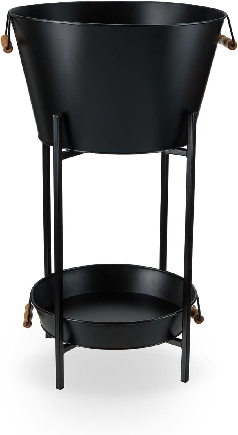 Black Beverage Tub with Stand & Tray