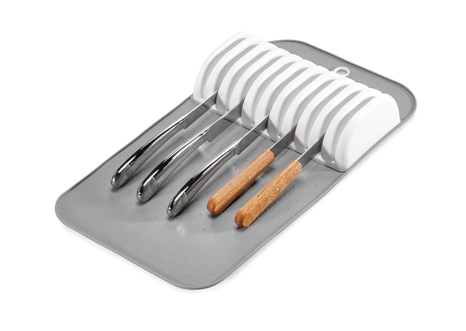 madesmart Classic Large Knife Mat Soft-Grip, Non-Slip Drawer, Long-Lasting Home Organization, BPA Free, White