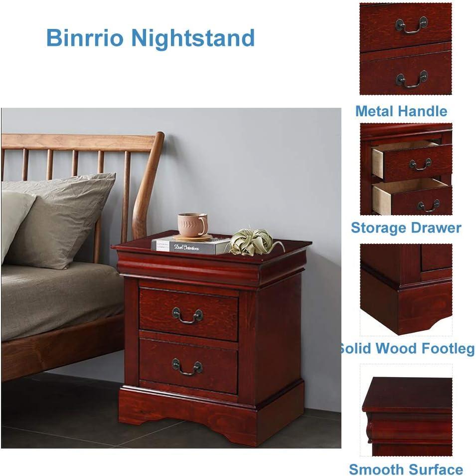 Benzara Traditional 2 Drawers wood Nightstand By Louis Philippe III, Brown