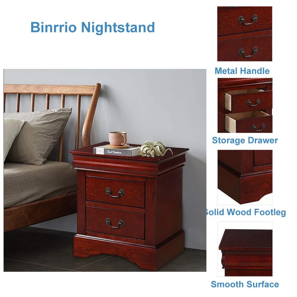 Benzara Traditional 2 Drawers wood Nightstand By Louis Philippe III, Brown