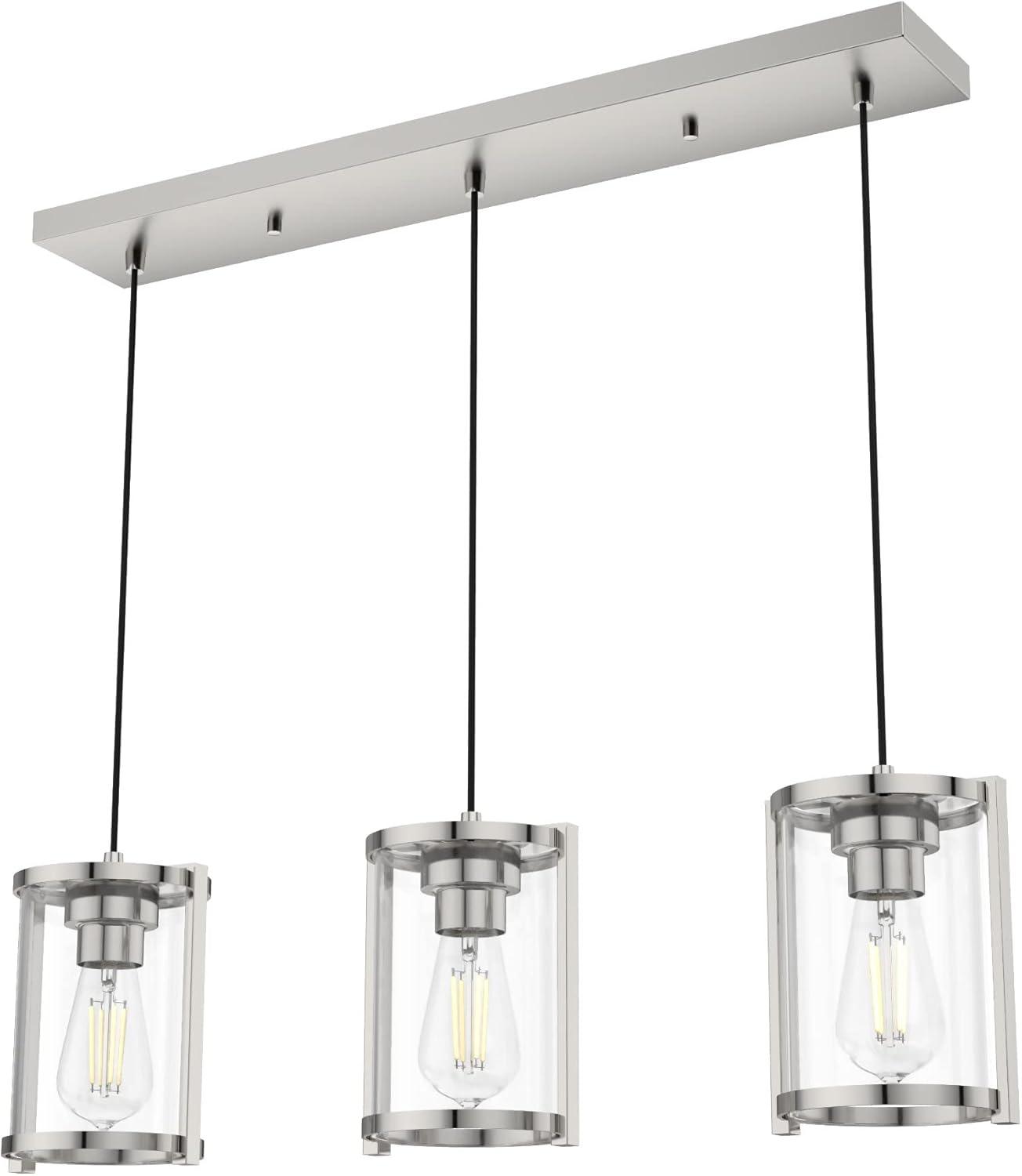 Astwood 28.5" Polished Nickel 3-Light Cluster Pendant with Clear Glass