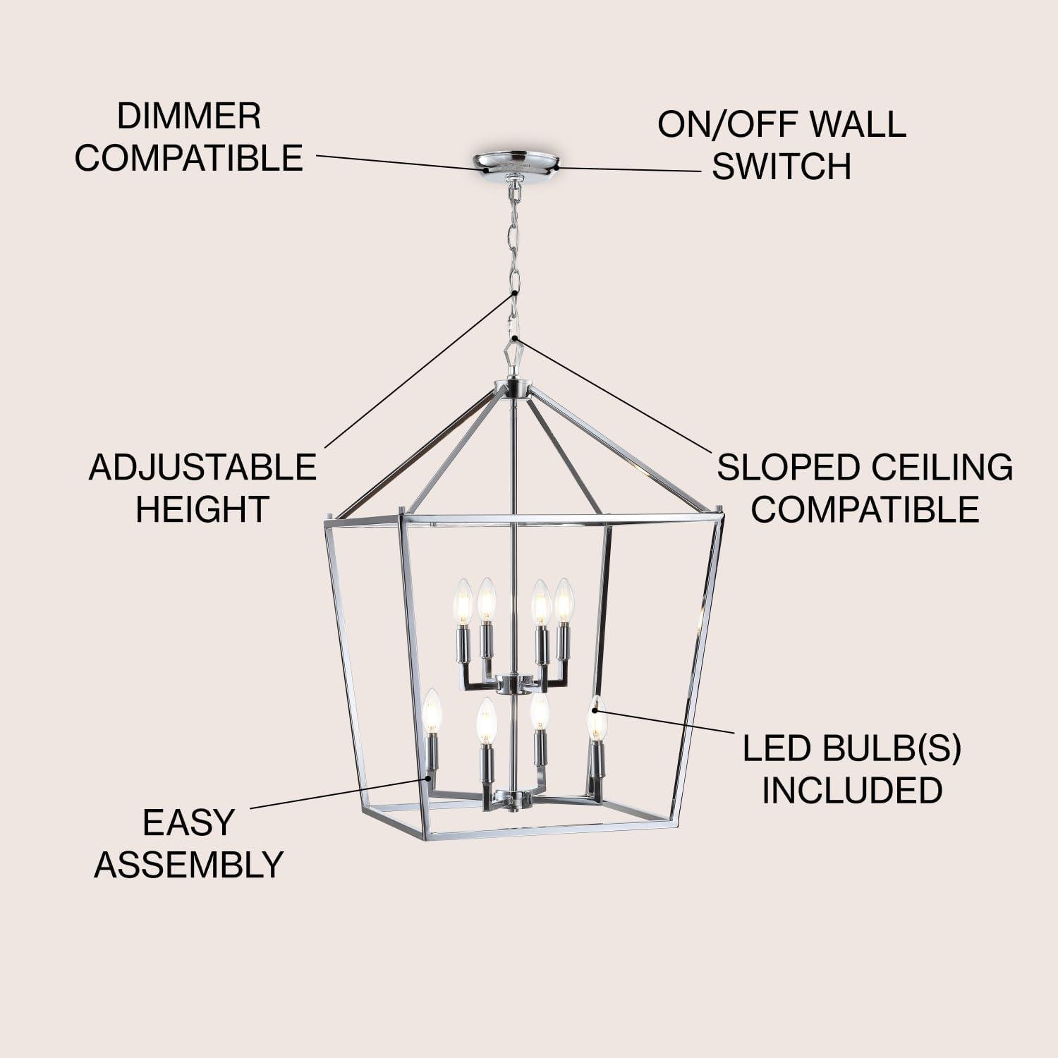 Pagoda 20" Chrome LED Lantern Pendant Light