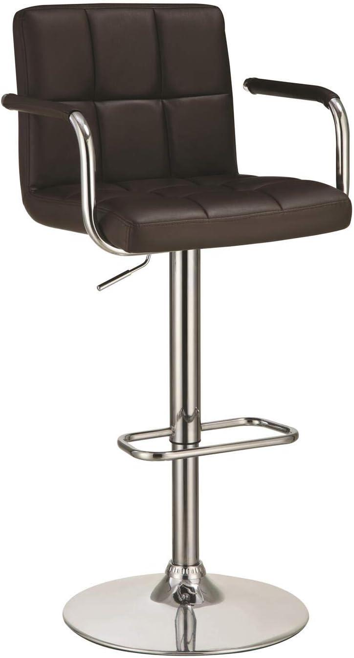 Coaster Modern Faux Leather Adjustable Height Bar Stool in Black