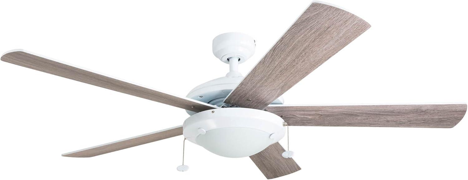 Prominence Home Bolivar 52" White Ceiling Fan with 5 Blades, Integrated LED Light Kit, Pull Chains & Reverse Airflow