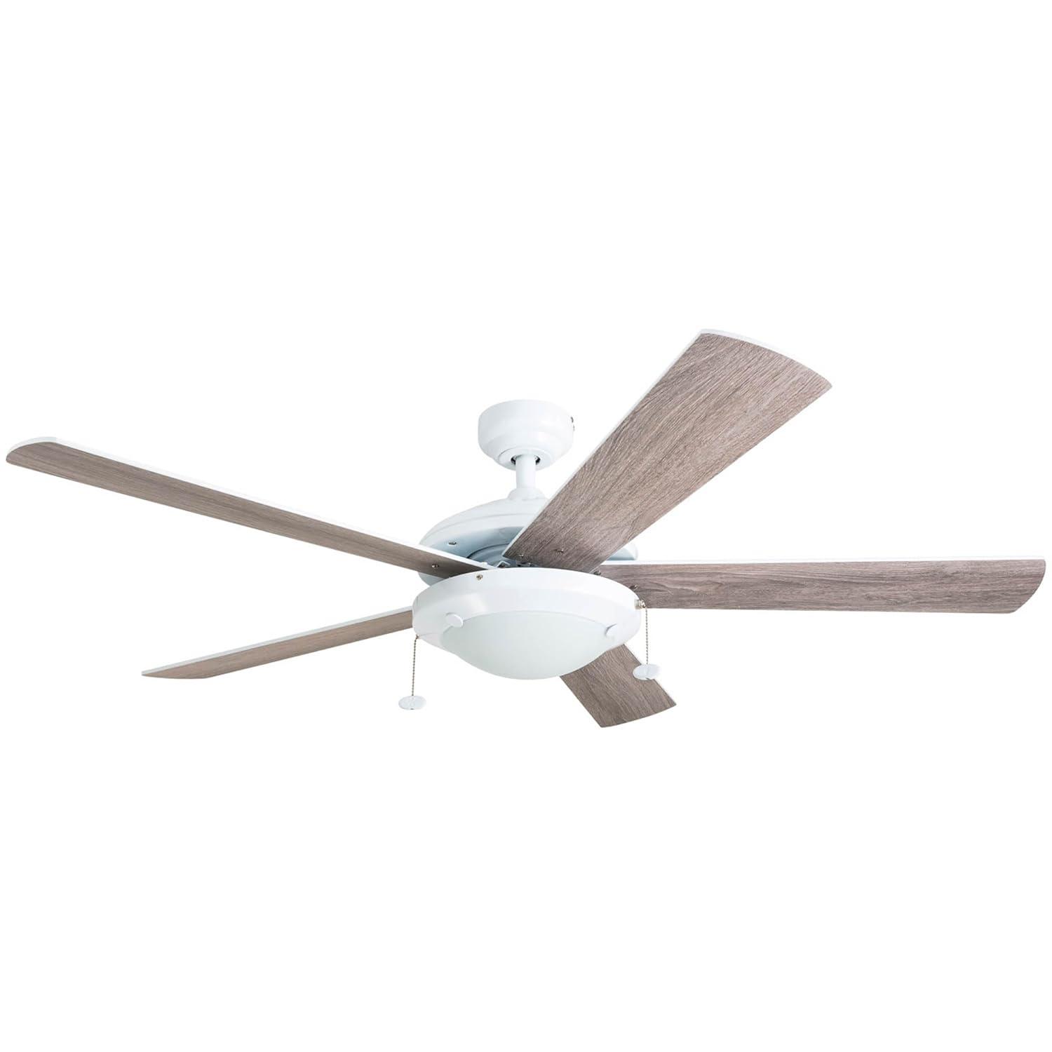Prominence Home Bolivar 52" White Ceiling Fan with 5 Blades, Integrated LED Light Kit, Pull Chains & Reverse Airflow
