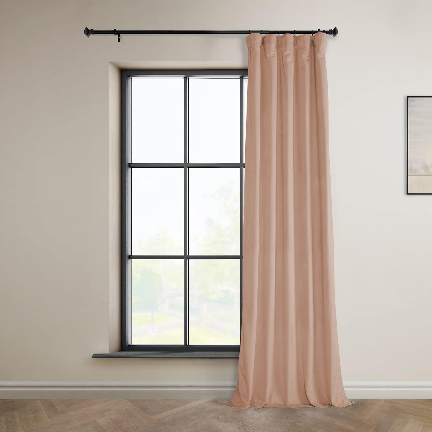 HPD Half Price Drapes Heritage Plush Velvet Curtains 108 Inches Long Room Darkening Curtains for Bedroom & Living Room 50W x 108L, (1 Panel), Peach Blossom