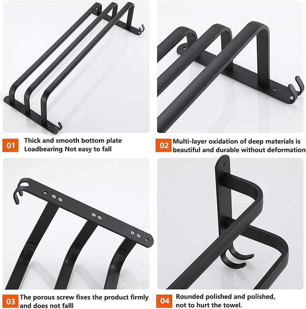 3 Tier Towel Bar Wall Mounted Bath Towel Rack Towel Storage Shelf for Bathroom 24 inch / 60 cm Towel Holder Towel Rail Towel Hanger