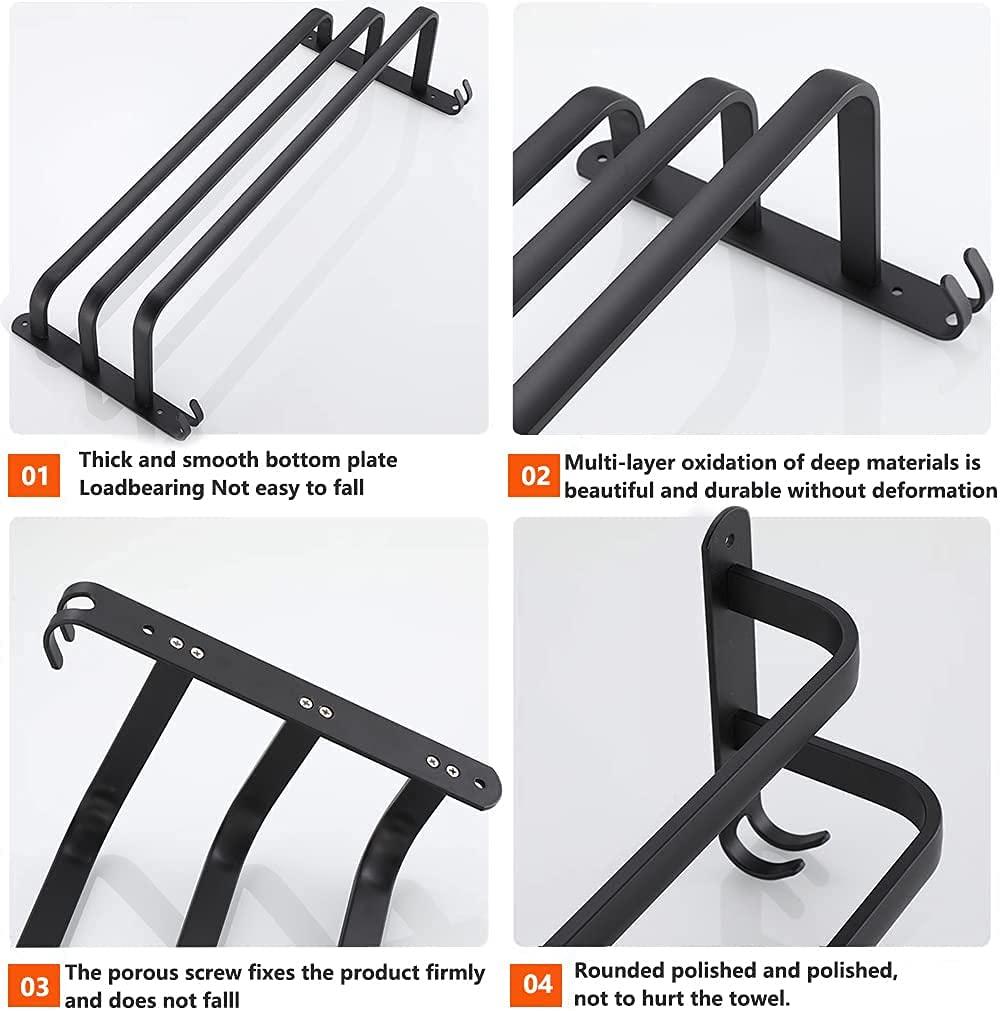 3 Tier Towel Bar Wall Mounted Bath Towel Rack Towel Storage Shelf for Bathroom 24 inch / 60 cm Towel Holder Towel Rail Towel Hanger