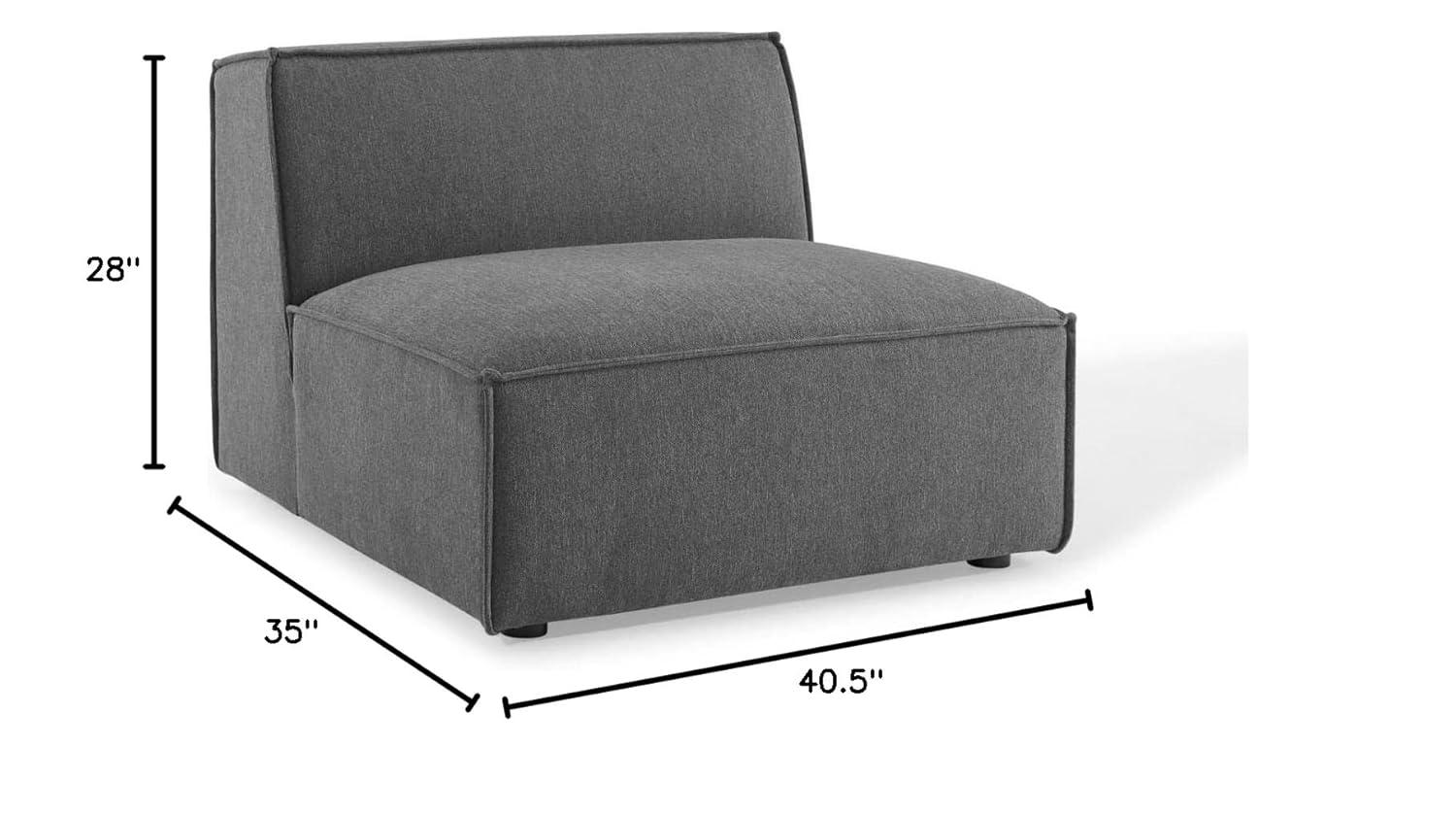 Modway Restore Polyester Fabric Sectional Sofa Armless Chair in Charcoal