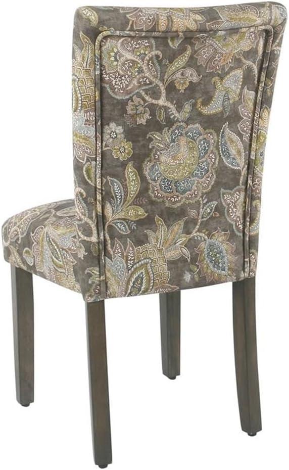 HomePop Parsons Classic Upholstered Accent Dining Chair, Set of 2, Multicolor Gray Floral