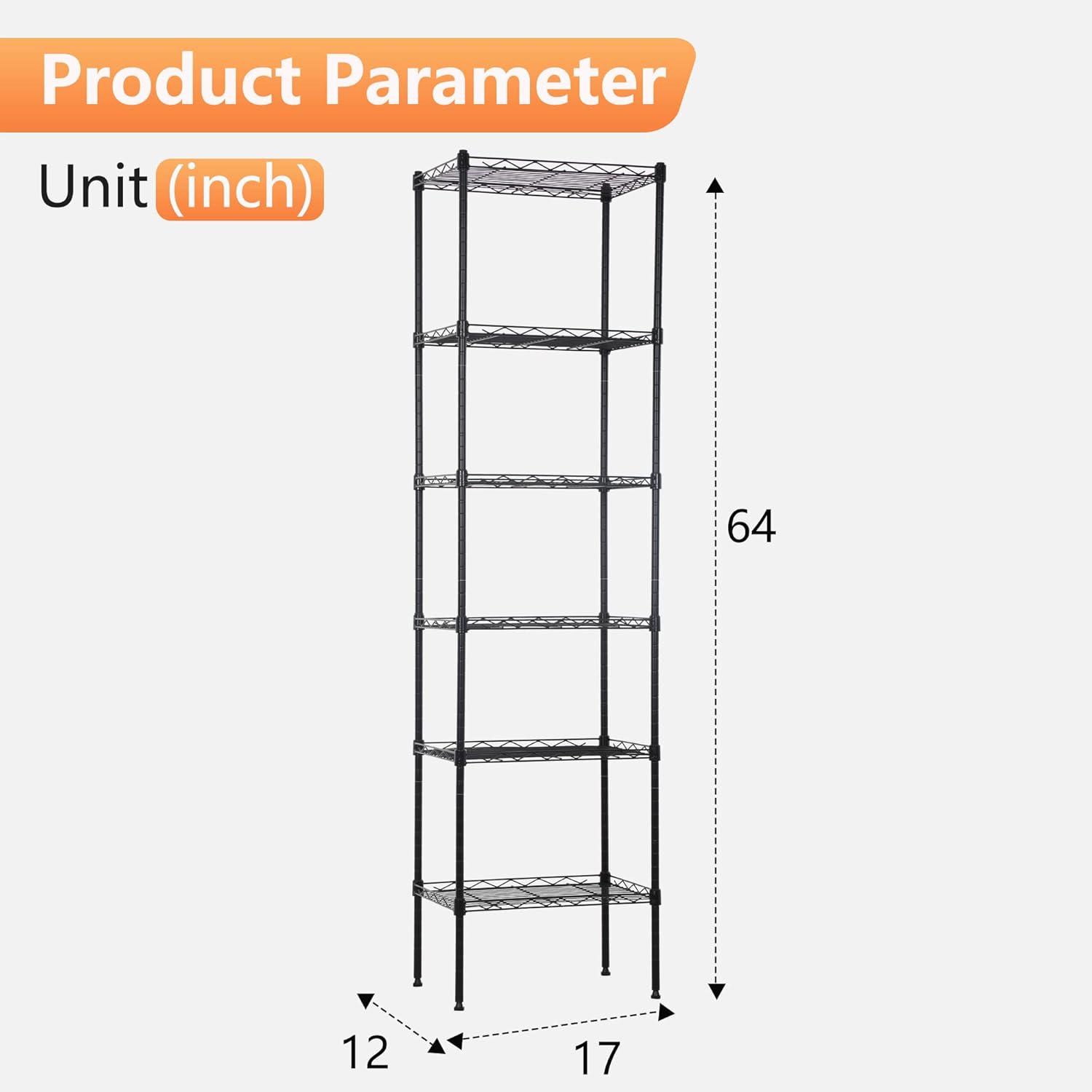 Chrome 6-Tier Adjustable Metal Wire Shelving Unit for Kitchen and Garage