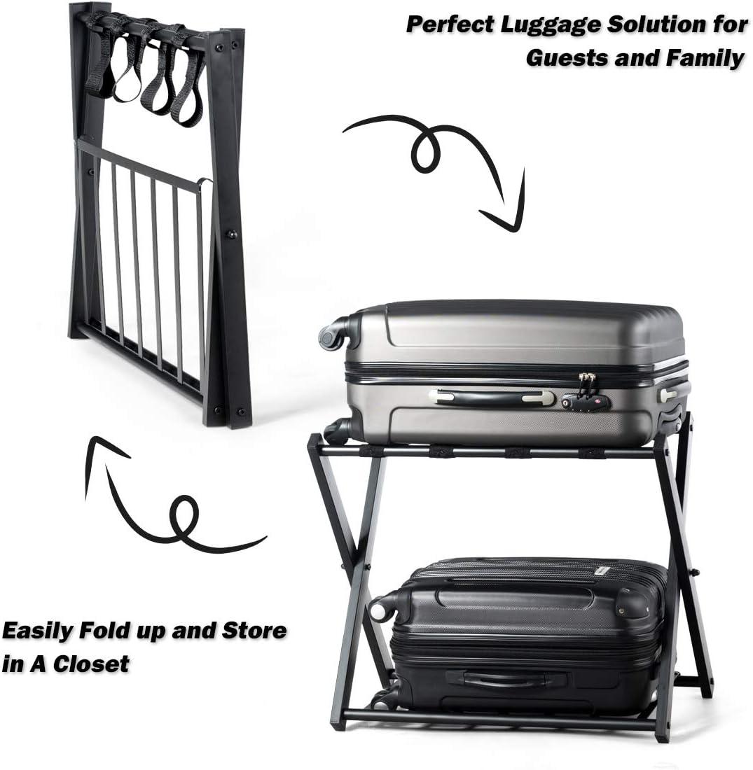 Folding Luggage Rack with Shelf Travel Suitcase