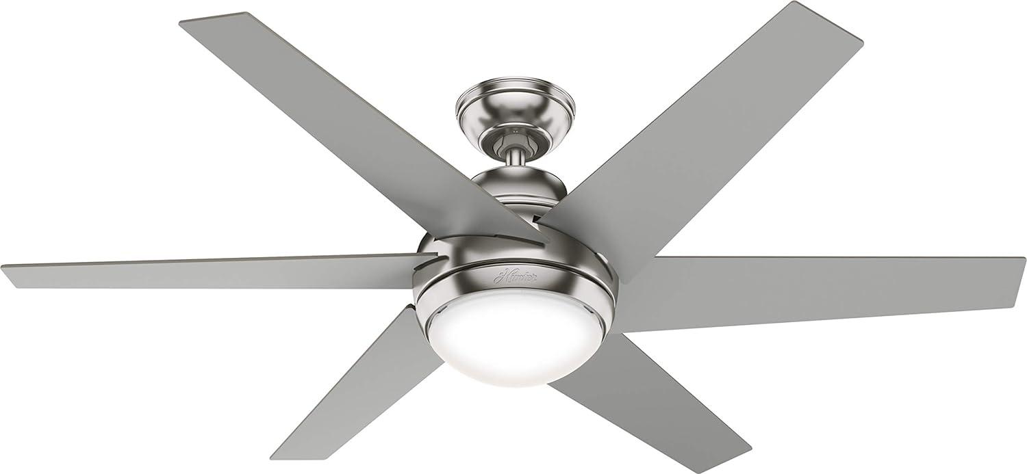 Sotto 52" Brushed Nickel Modern Ceiling Fan with LED Light and Remote