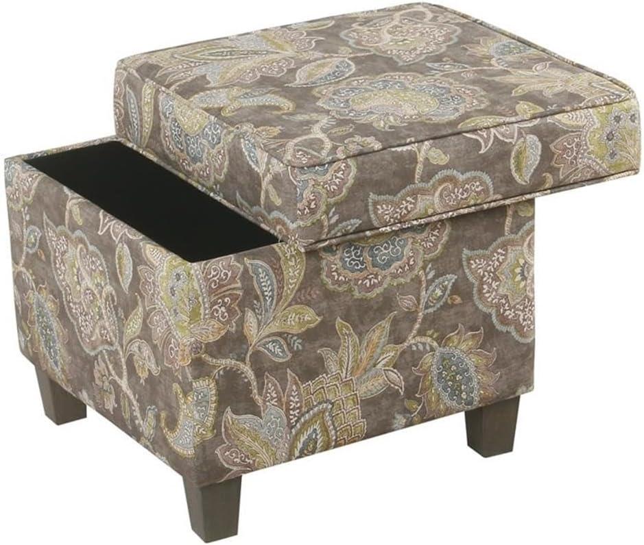 Cole Classics Square Storage Ottoman with Lift Off Top Gray Floral - HomePop