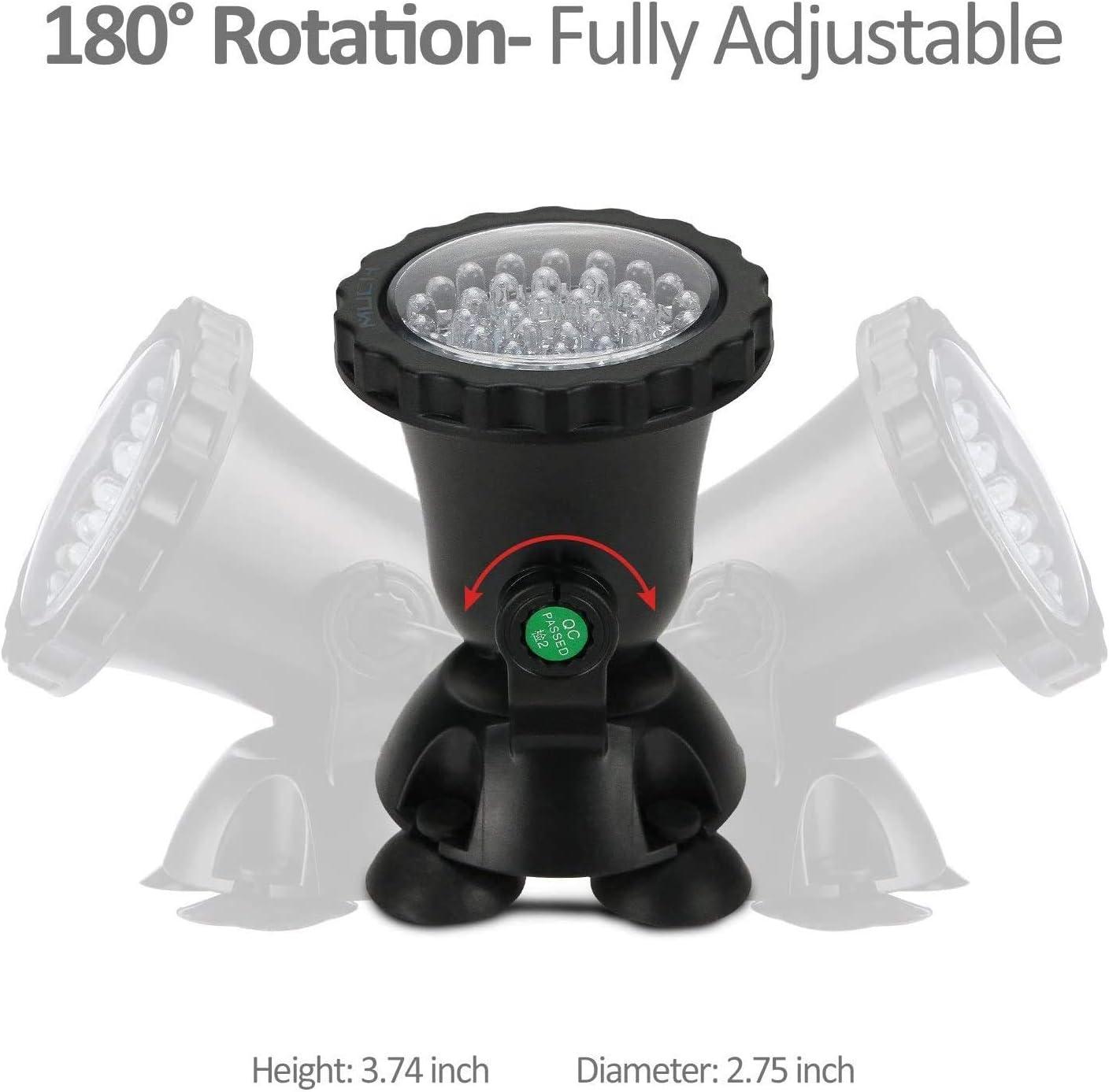 Pond Light Underwater Fountain Light with 36 LED Light Bulb Color Changing Submersible Spotlight with Timer Remote