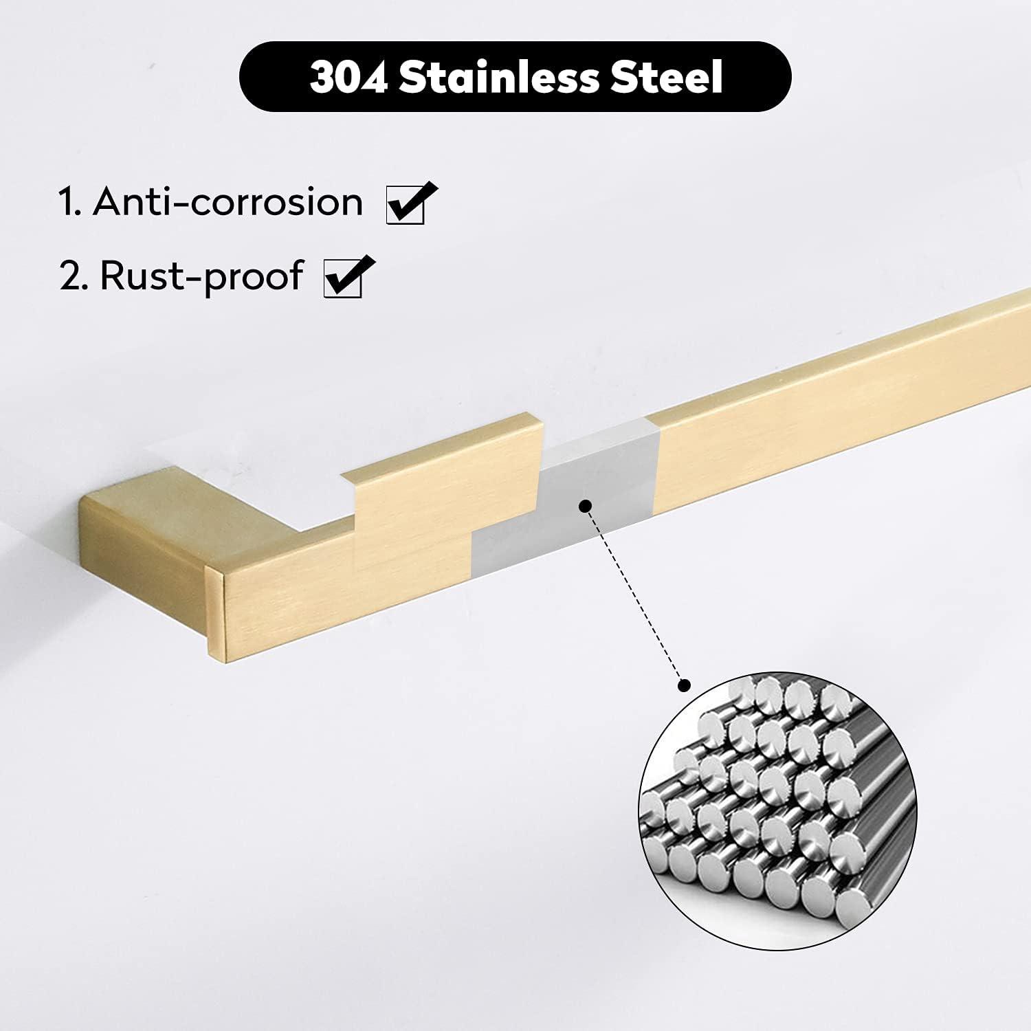 Brushed Gold 24-Inch Stainless Steel Wall Mounted Towel Bar