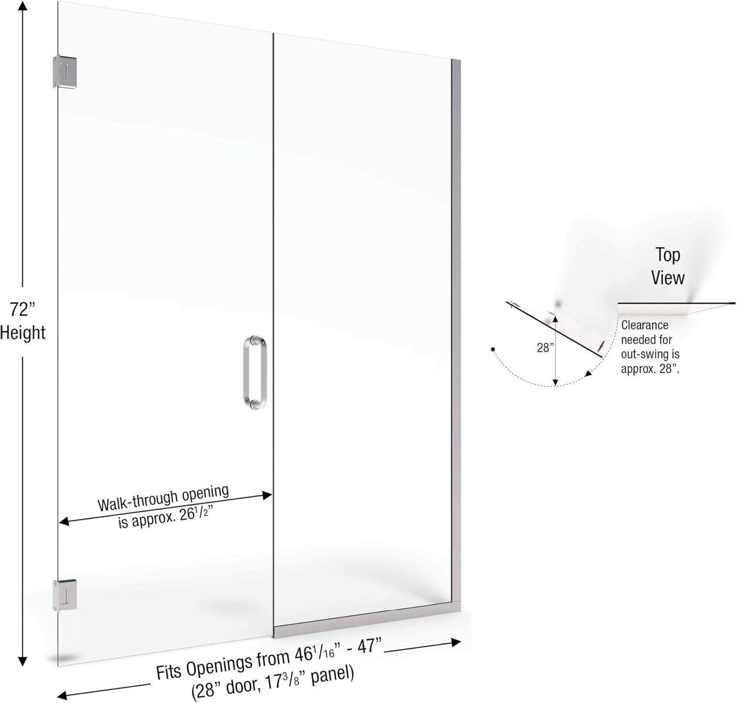 Celesta 46" W x 72" H Pivot Frameless Shower Door