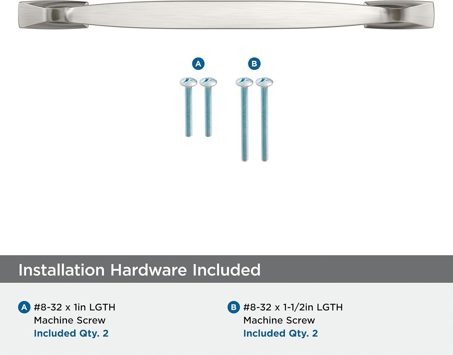 Amerock Highland Ridge 7-9/16 inch (192mm) Center-to-Center Satin Nickel Cabinet Pull