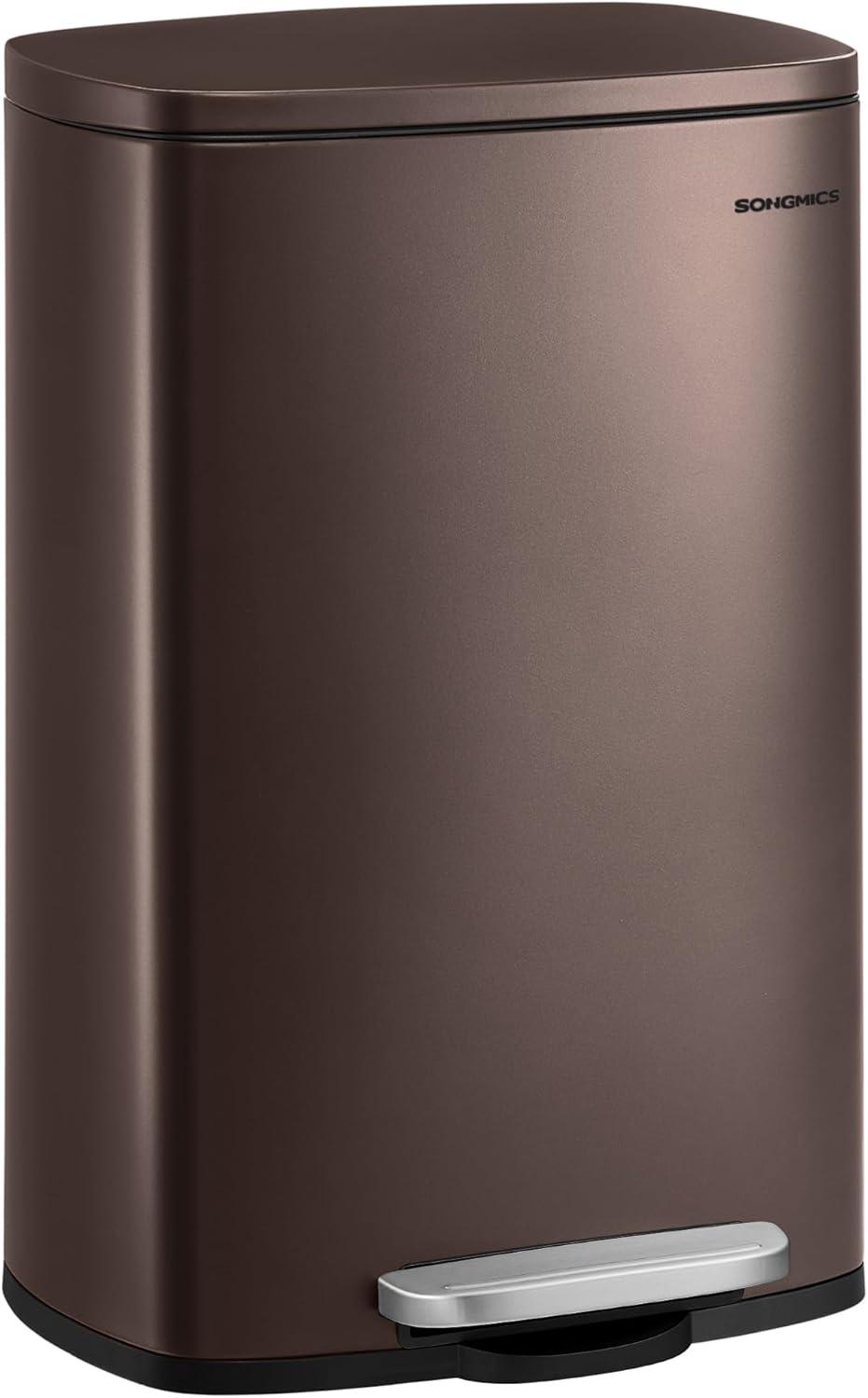 Songmics Stainless Steel Step On Fingerprint-resistant Trash Can with Back Handle