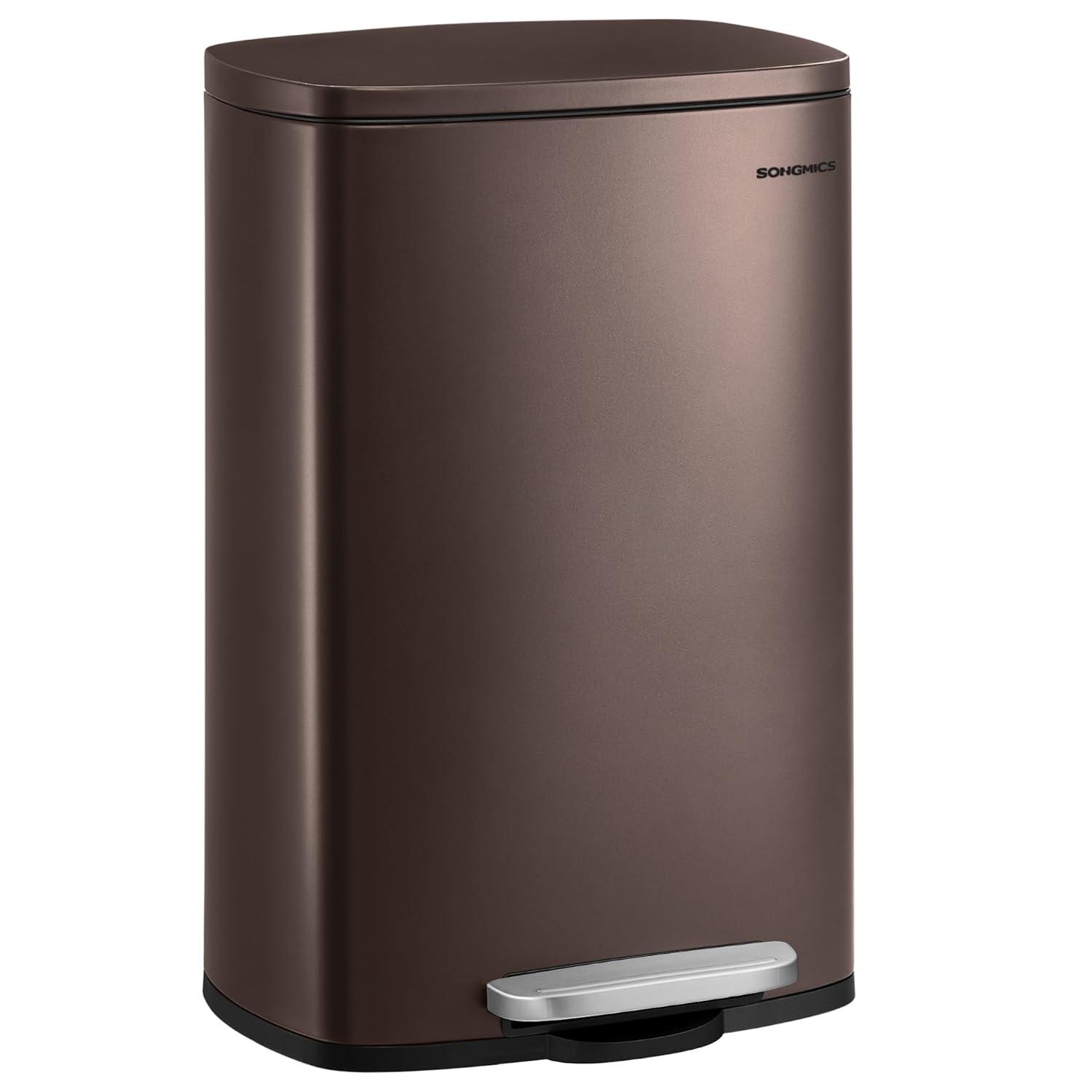 Songmics Stainless Steel Step On Fingerprint-resistant Trash Can with Back Handle