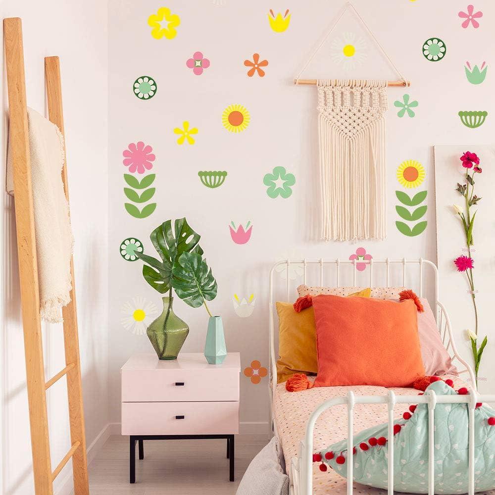 Multicolor Retro Floral Peel and Stick Wall Decal Set