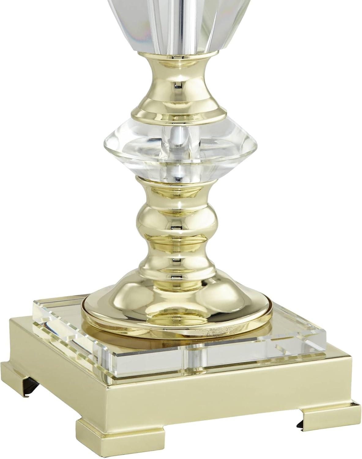 Vienna Full Spectrum Traditional Table Lamps 28.75" Tall Set of 2 Faceted Crystal and Brass White Bell Shade for Living Room Family Bedroom