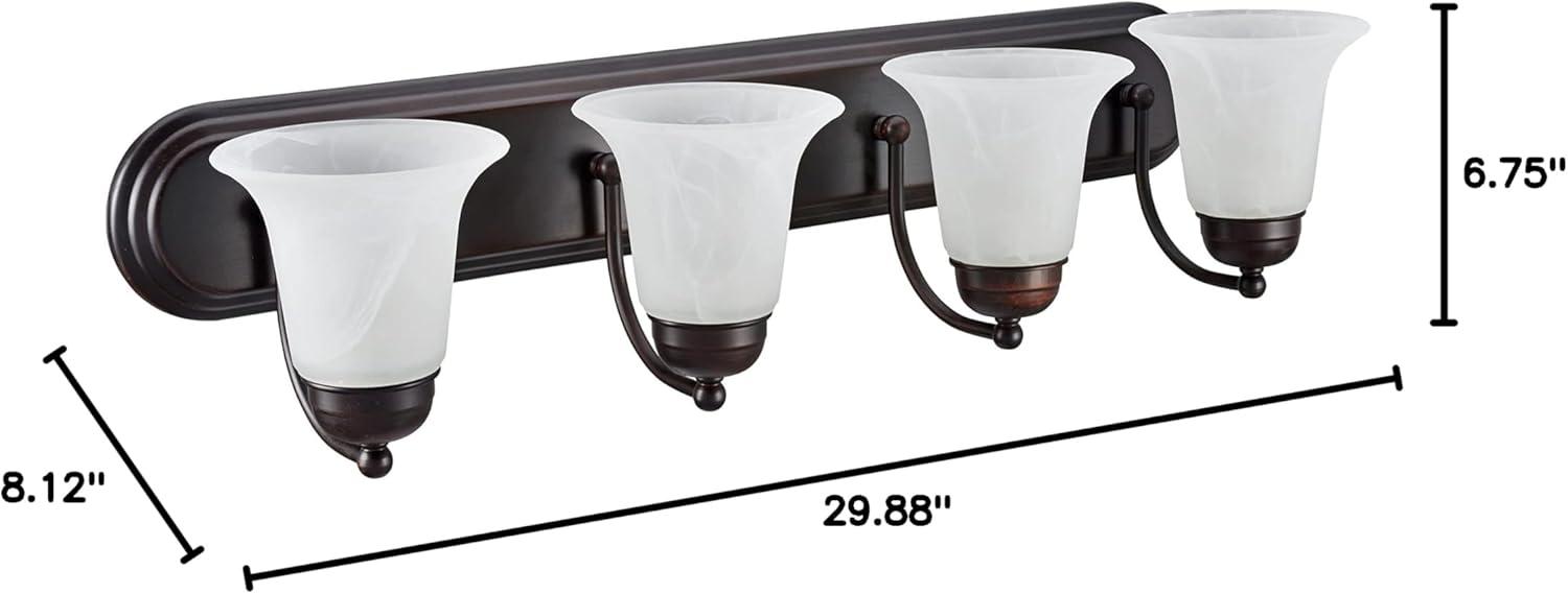 Oil Rubbed Bronze 4-Light Vanity Fixture with Alabaster Glass Shades