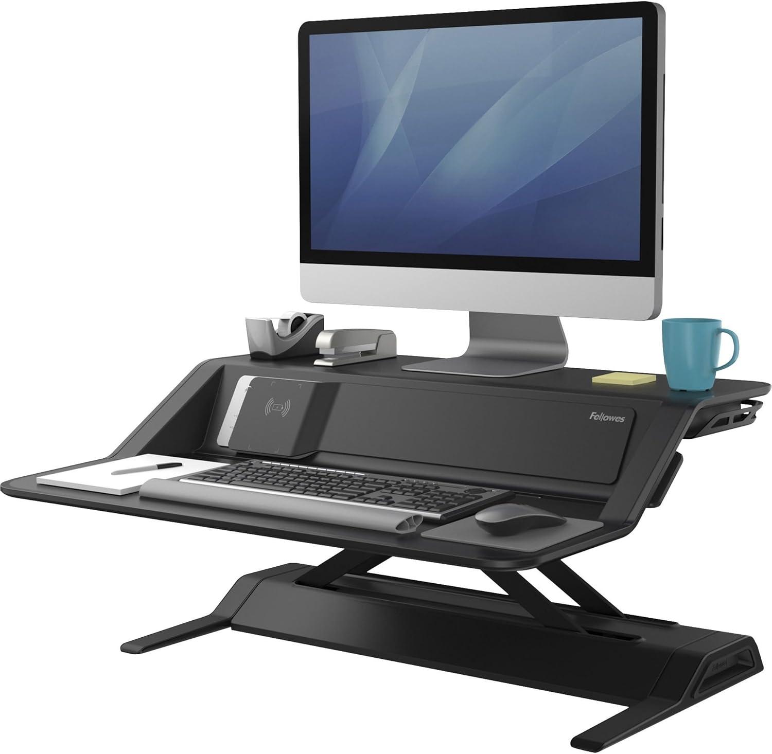 Fellowes Workstation Sit-Stand 35 lb cap 22 Height Positions BK 8080301