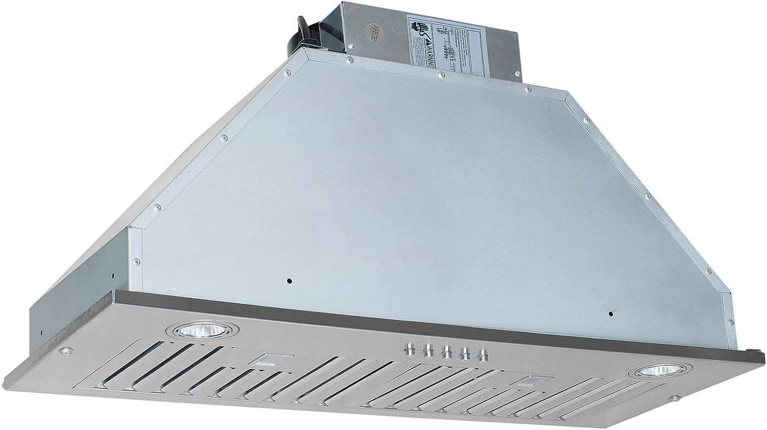 28" 600 CFM Ducted Insert Range Hood With Hood Push Button Controls,LED Lights and Permanent Filter