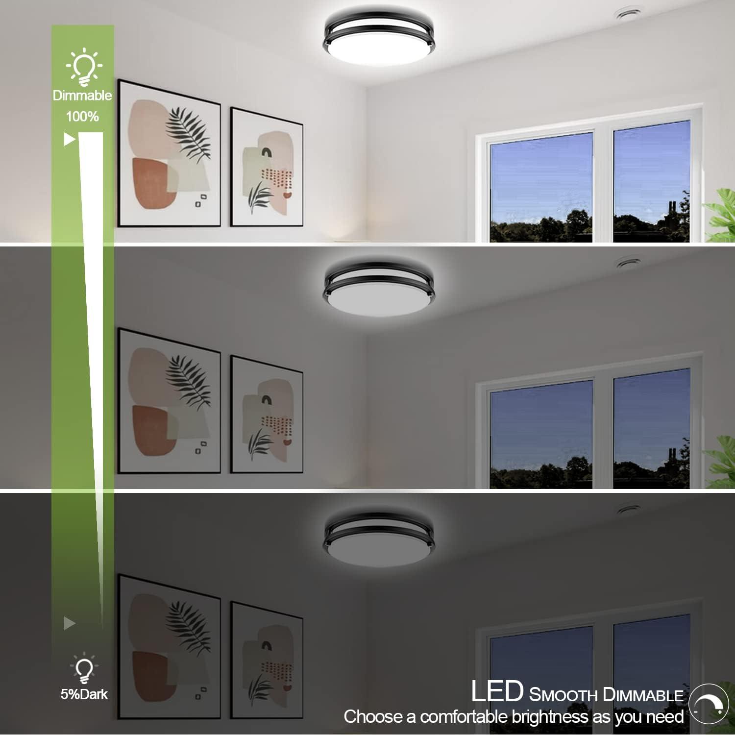 13-Inch Black Aluminum LED Flush Mount Ceiling Light