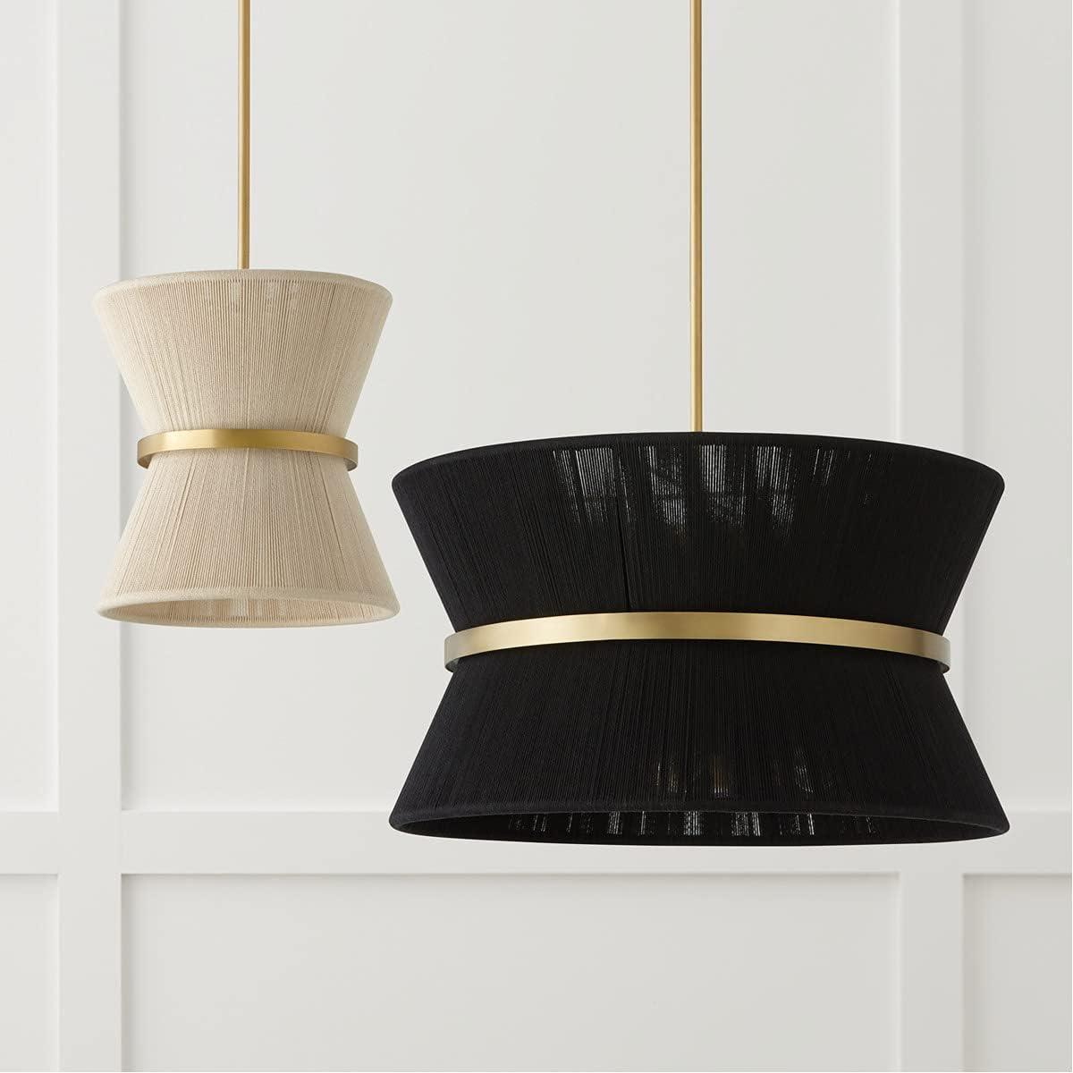 Cecilia 8-Light Tapered Pendant in Black Rope & Patinaed Brass