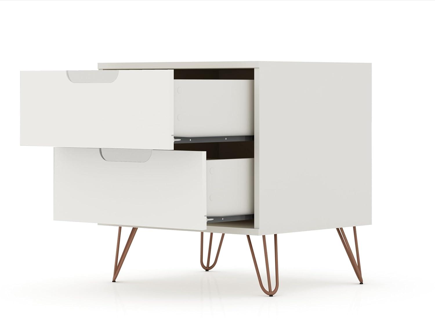Set of 2 Rockefeller 2 Drawer Nightstands - Manhattan Comfort