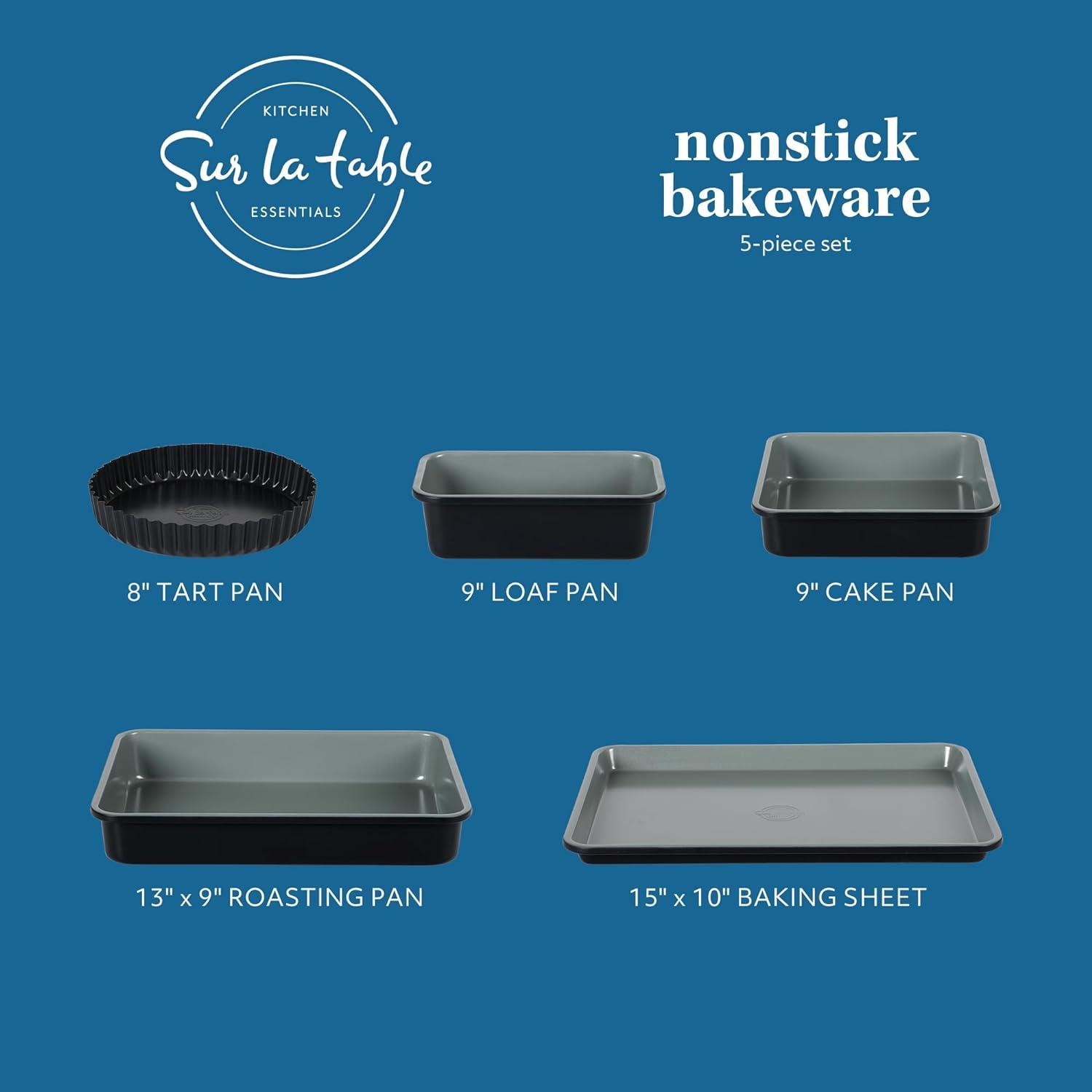 Grey Carbon Steel Nonstick Bakeware Set with Black Exterior