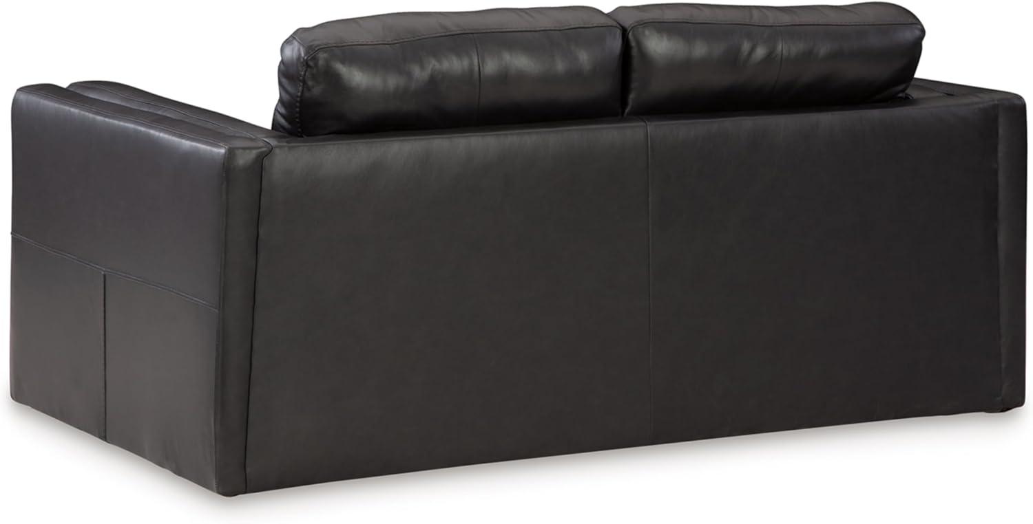 Amiata Black Faux Leather Pillow-top Arm Loveseat