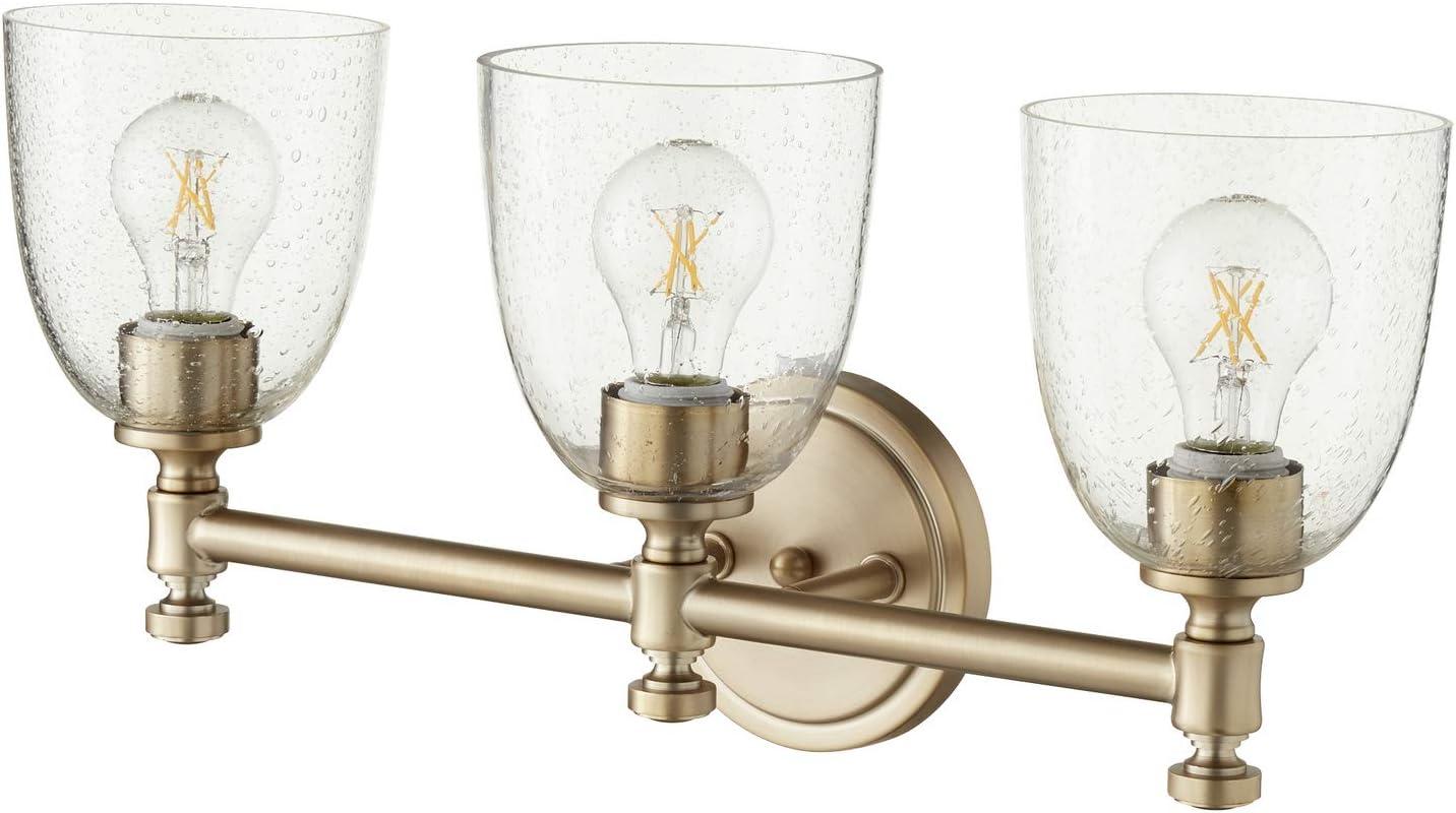 Quorum Lighting Rossington 3-Light Aged Brass Glass Wall Sconce