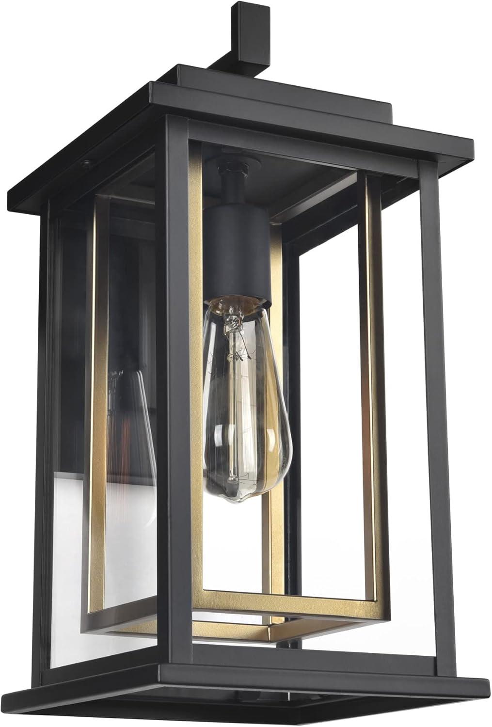 Hayward Classic Black and Clear Glass Lantern Wall Sconce