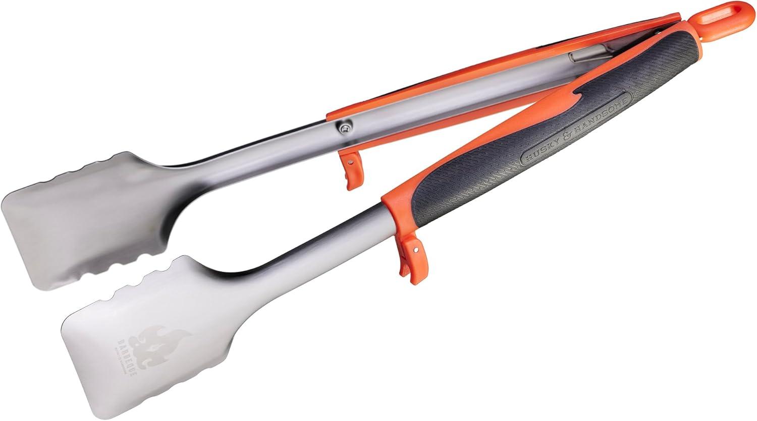 AC BBQ Oversized Locking Tongs, Stainless Steel, Silver