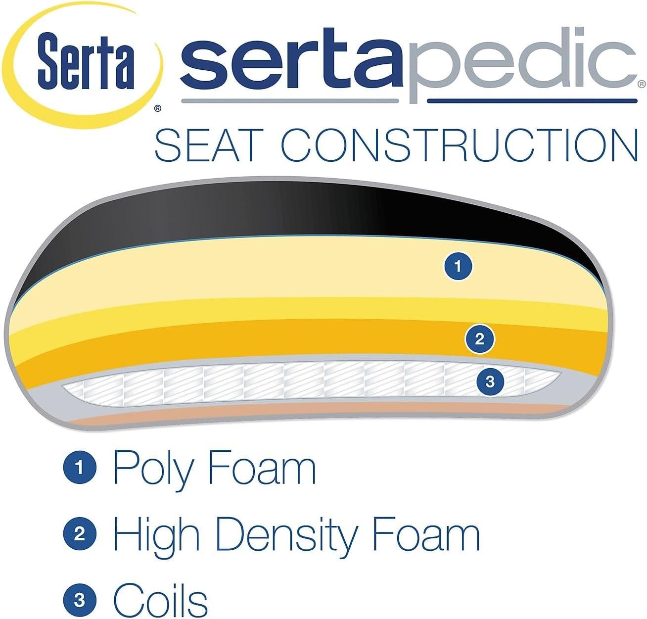 SertaPedic Cosset Big and Tall Executive Chair, Supports Up to 400 lb, 19" to 22" Seat Height, Black Seat/Back, Slate Base