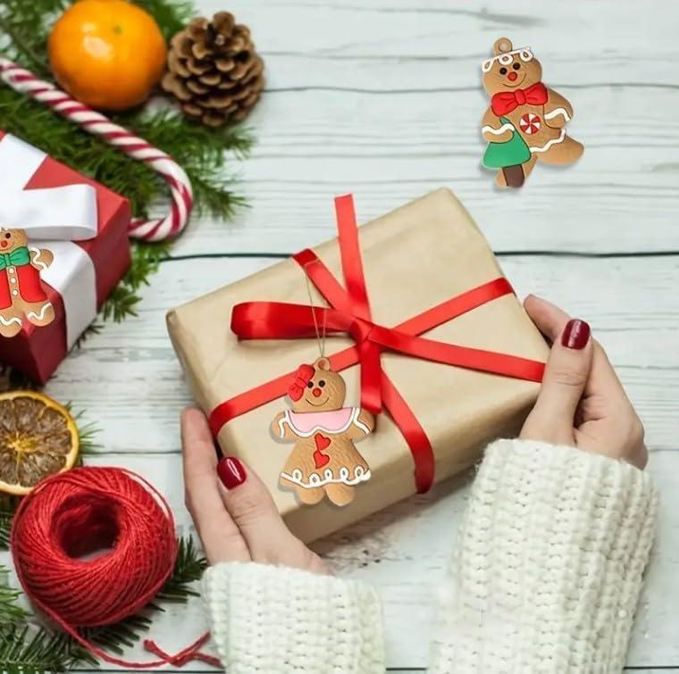 Newhomestyle 12pcs Gingerbread Man Ornaments for Christmas Tree Assorted Plastic Gingerbread Figurines Ornaments for Christmas Tree Hanging Decorations 3 Inch Tall