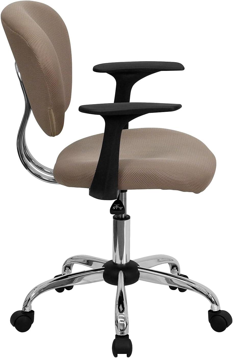 Flash Furniture Beverly Mid-Back Coffee Brown Mesh Padded Swivel Task Office Chair with Chrome Base and Arms