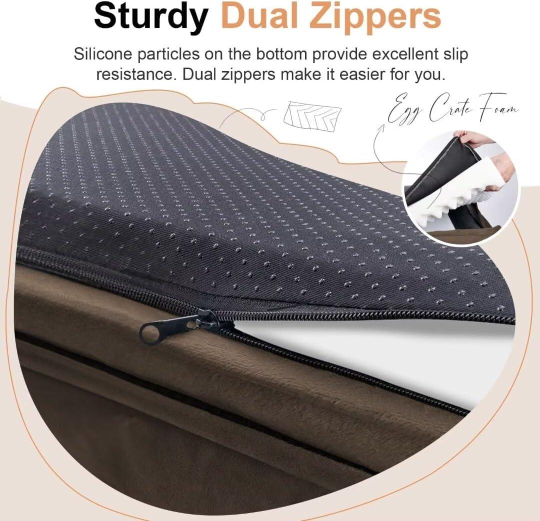 Large Dog Bed Orthopedic Washable: Beds Bolster XL Bed Big XLarge Dogs Memory Foam Sofa Couch Waterproof Removable Cover - Brown