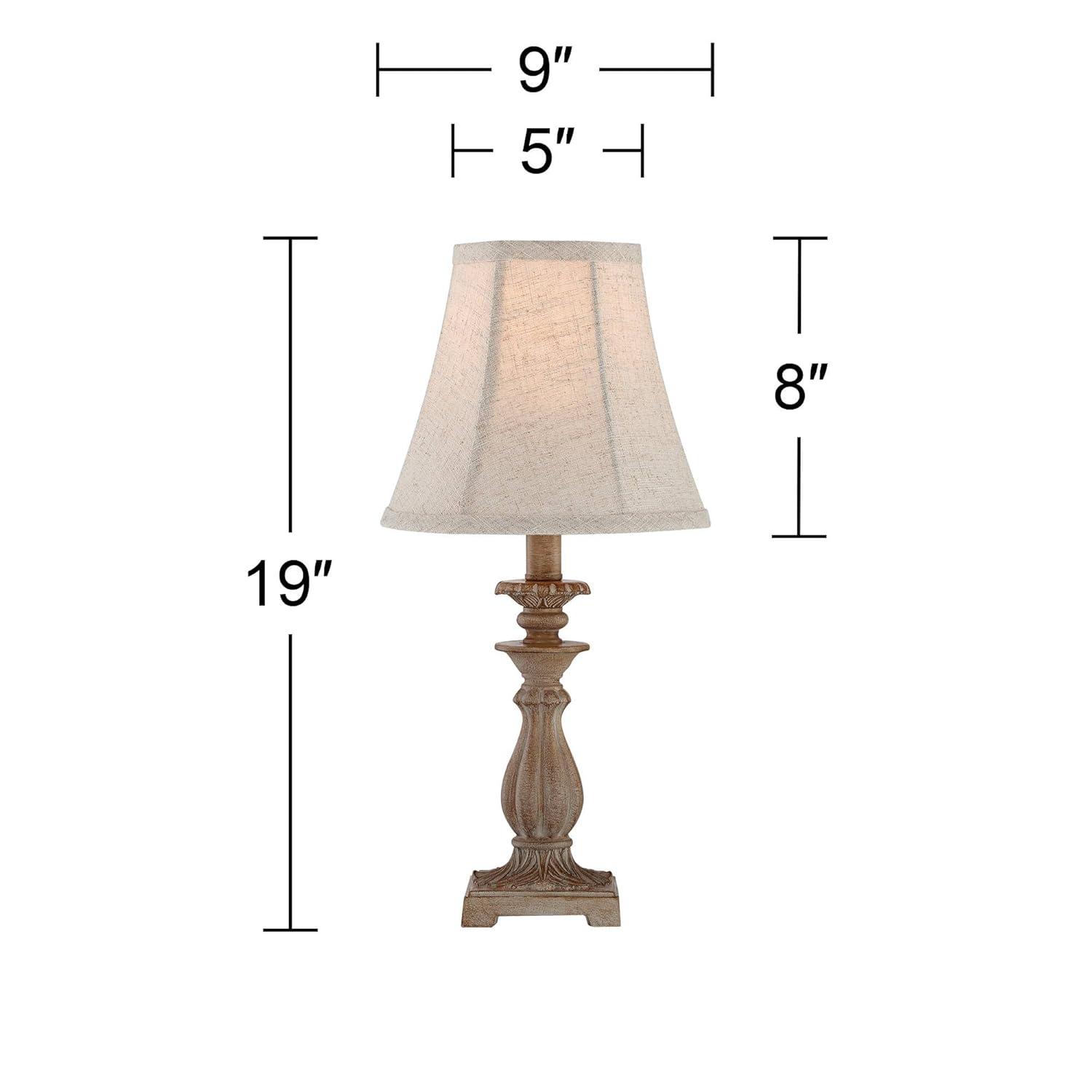 Regency Hill Cali Traditional Accent Table Lamps 19" High Set of 2 Antique Beige Off White Bell Shade for Bedroom Living Room Bedside Nightstand Kids