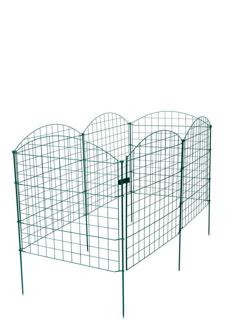 6-Panel Green Iron Garden Fence with Gate