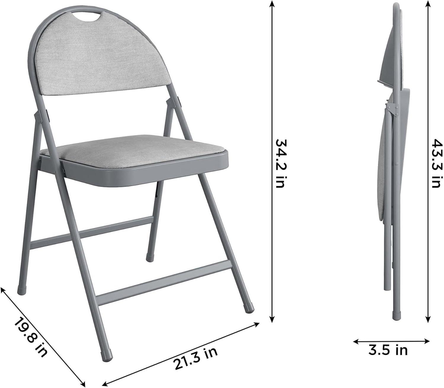 Gray Fabric and Metal Padded Folding Chair Set