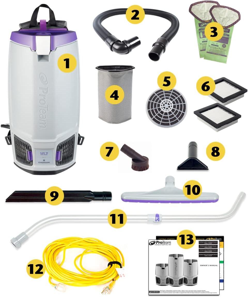 ProTeam Purple 10 Quart HEPA Commercial Backpack Vacuum Cleaner