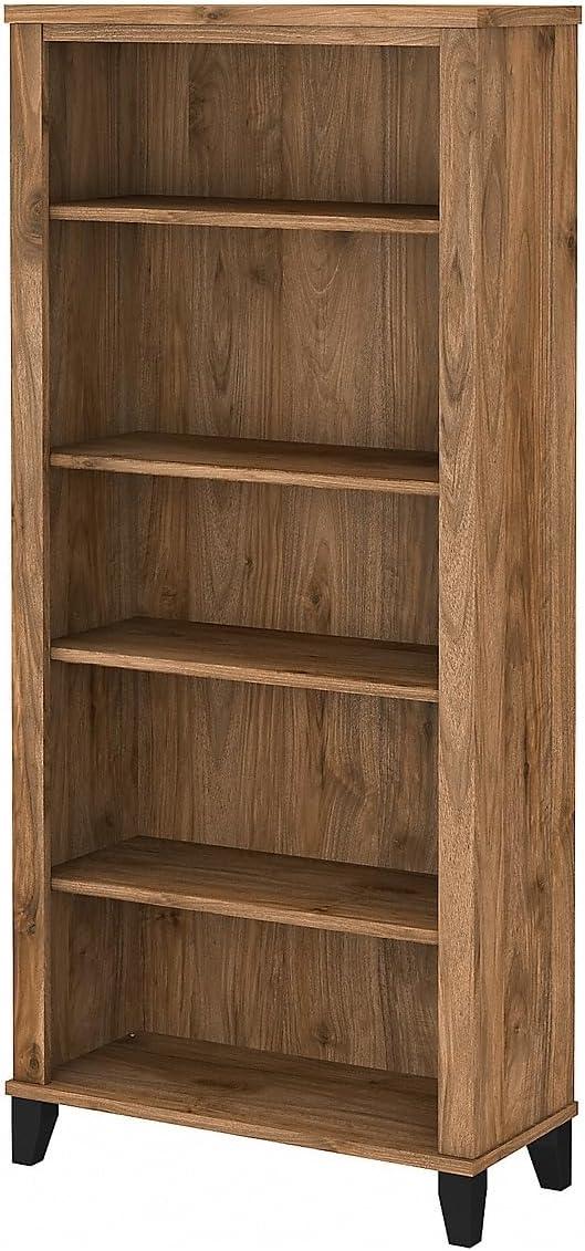 Bush Furniture Somerset 5 Shelf Tall Bookcase in Fresh Walnut Finish