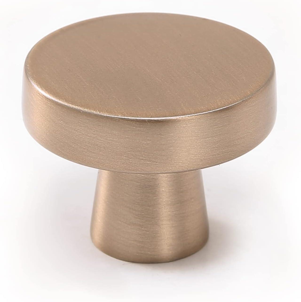 Brushed Brass Round Knurled Cabinet Knob Set